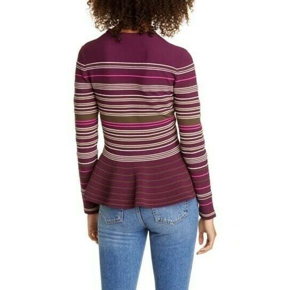 Ted Baker Leytina Stripe Ottoman Peplum Sweater - Picture 2 of 5